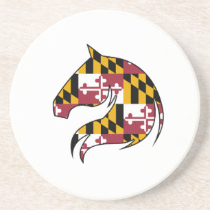 Dessous De Verre En Grès Drapeau du Maryland Tête de Cheval Papier Joue