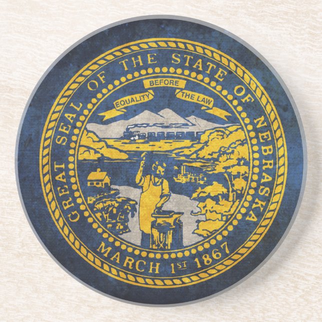Dessous De Verre En Grès Drapeau du Nebraska (Devant)