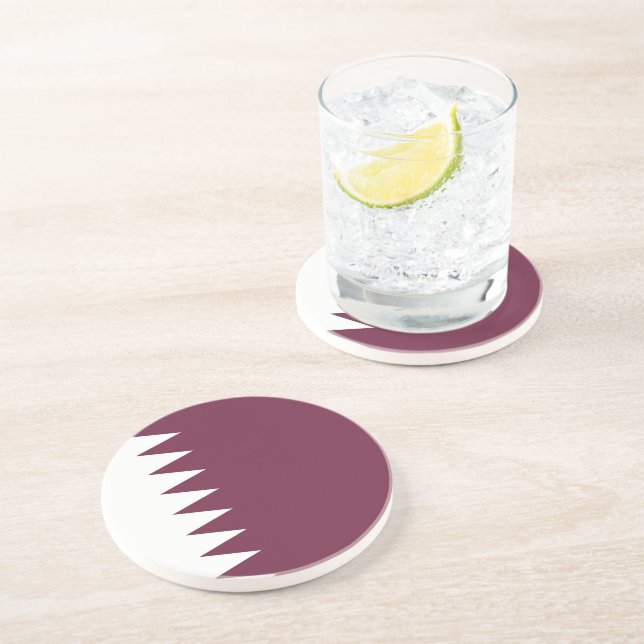 Dessous De Verre En Grès Drapeau du Qatar (Côté)