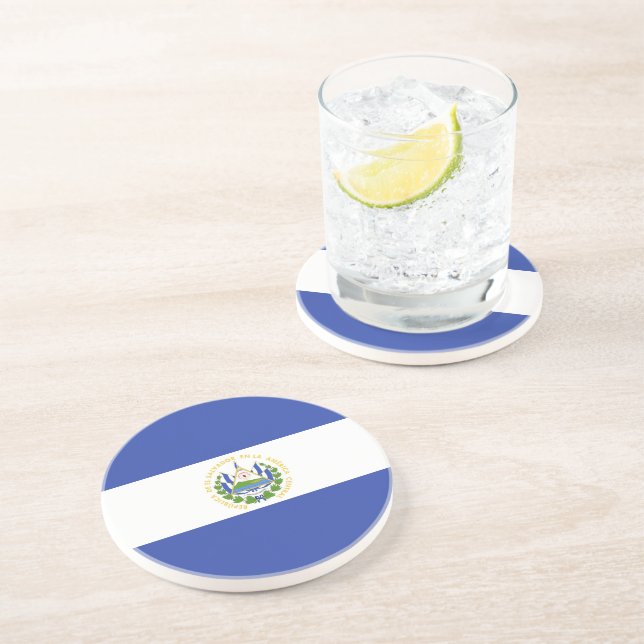 Dessous De Verre En Grès Drapeau El Salvador (Côté)