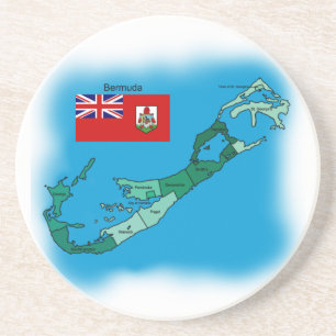 Dessous De Verre En Grès Drapeau et carte des Bermudes