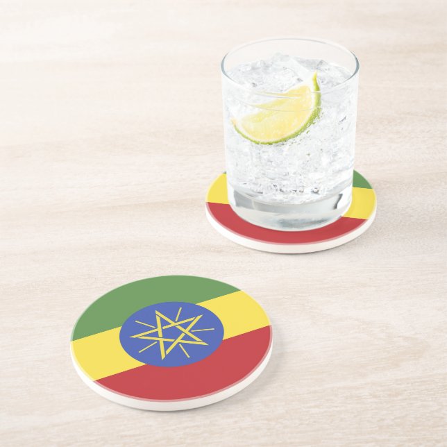 Dessous De Verre En Grès Drapeau éthiopien (Côté)