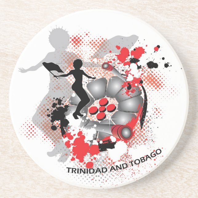 Dessous De Verre En Grès Drapeau femme et Steelpan (Devant)