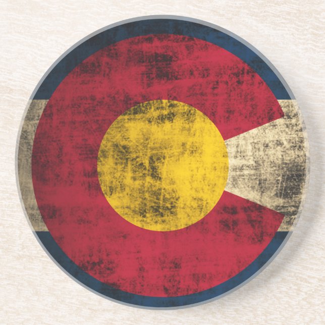Dessous De Verre En Grès Drapeau grunge du Colorado (Devant)