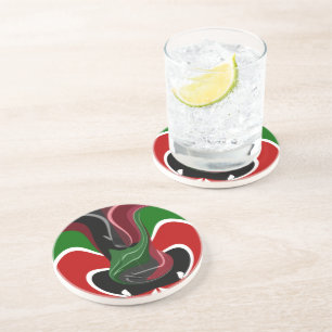 Dessous De Verre En Grès Drapeau Kényan en effervescence : un art moderne d