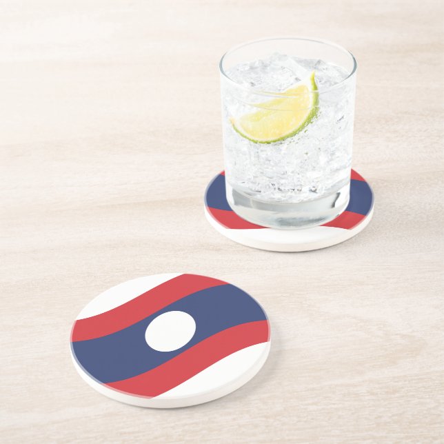 Dessous De Verre En Grès Drapeau Laos (Côté)