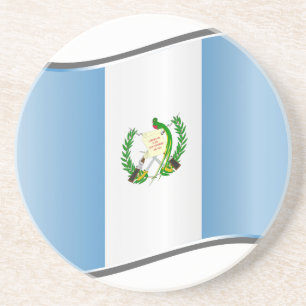 Dessous De Verre En Grès Drapeau ondulé du Guatemala