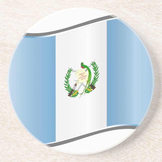 Dessous De Verre En Grès Drapeau ondulé du Guatemala (Devant)