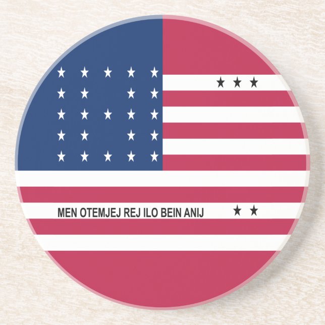 Dessous De Verre En Grès Drapeau patriotique de l'atoll de Bikini (Devant)