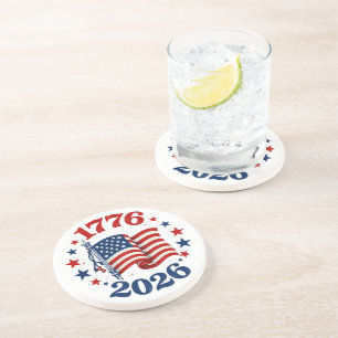 Dessous De Verre En Grès Drapeau patriotique de l'indépendance américaine 2