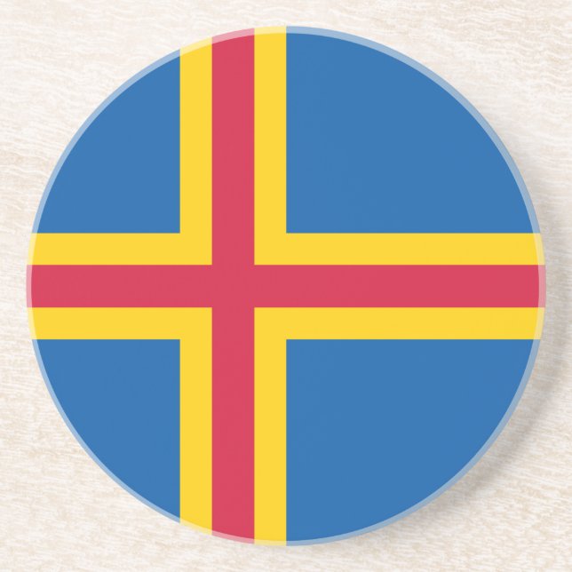 Dessous De Verre En Grès Drapeau patriotique des îles Åland (Devant)