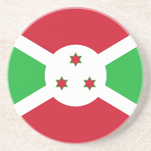 Dessous De Verre En Grès Drapeau patriotique du Burundi (Devant)