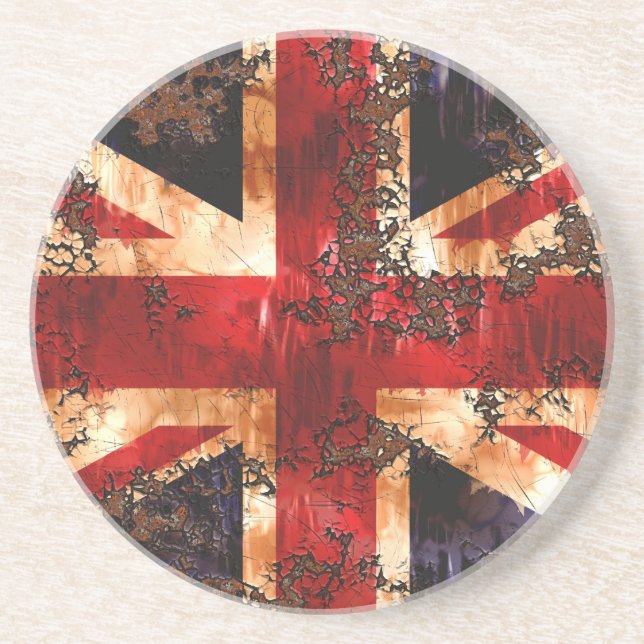 Dessous De Verre En Grès Drapeau patriotique rouillé du Royaume-Uni (Devant)