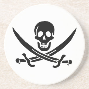Dessous De Verre En Grès Drapeau pirate crâne épées croisées