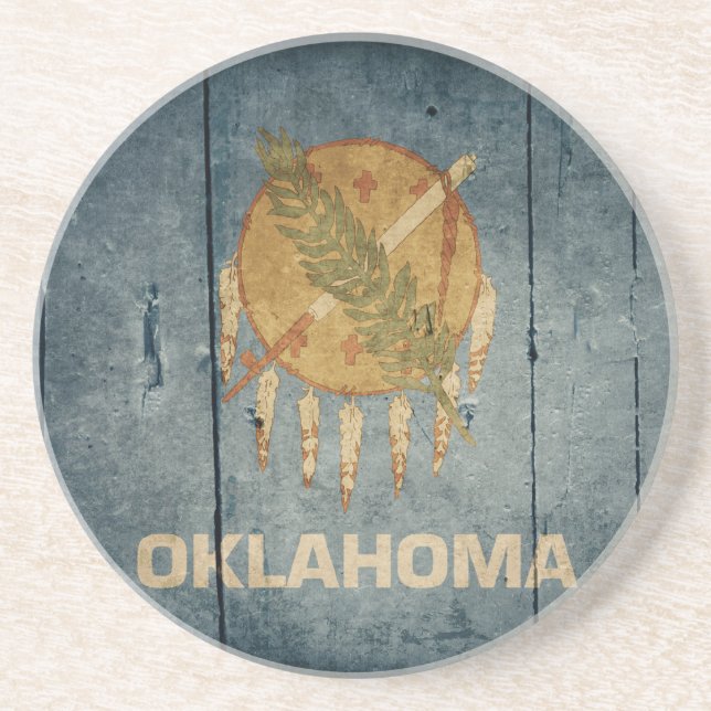 Dessous De Verre En Grès Drapeau robuste de Wood Oklahoma (Devant)