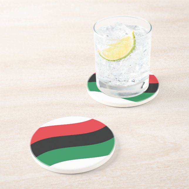 Dessous De Verre En Grès Drapeau rouge, noir et vert (Côté)