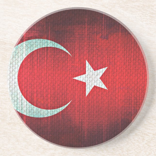 Dessous De Verre En Grès Drapeau stylisé de la Turquie (Devant)