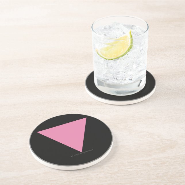 Dessous De Verre En Grès Drapeau triangle rose de SlipperyJoe's symbole ros (Côté)
