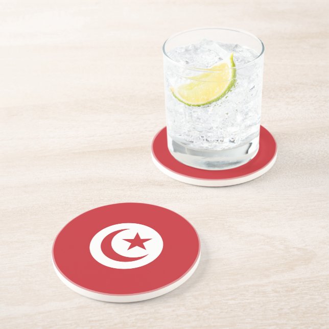 Dessous De Verre En Grès Drapeau tunisien (Côté)