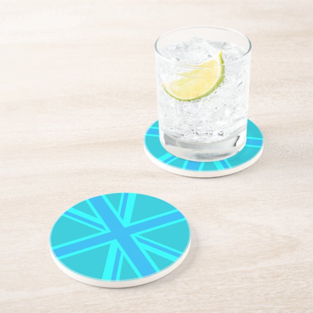 Dessous De Verre En Grès Drapeau Turquoise Union Jack (Côté)