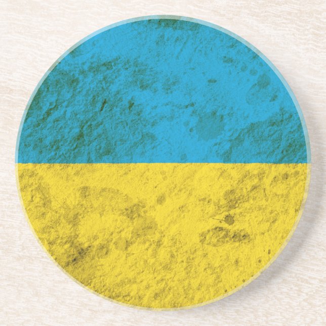 Dessous De Verre En Grès Drapeau ukrainien rocailleux (Devant)