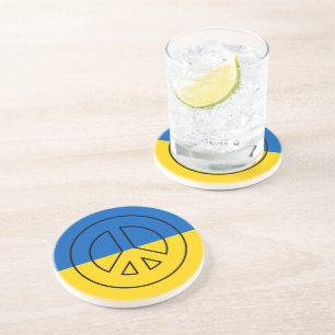 Dessous De Verre En Grès drapeau ukrainien signe de paix