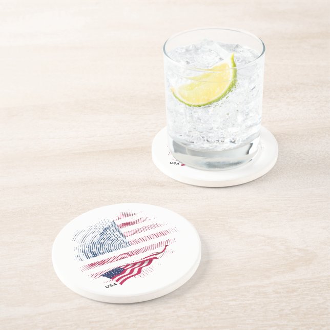 Dessous De Verre En Grès Drapeau USA (Côté)