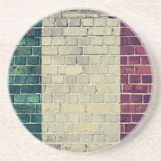 Dessous De Verre En Grès Drapeau vintage Italie (Devant)