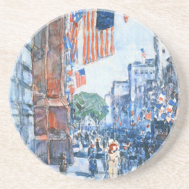 Dessous De Verre En Grès Drapeaux Cinquième Avenue par Childe Hassam, Art V (Devant)