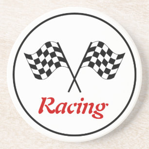 Dessous De Verre En Grès Drapeaux d'arrivée de course 