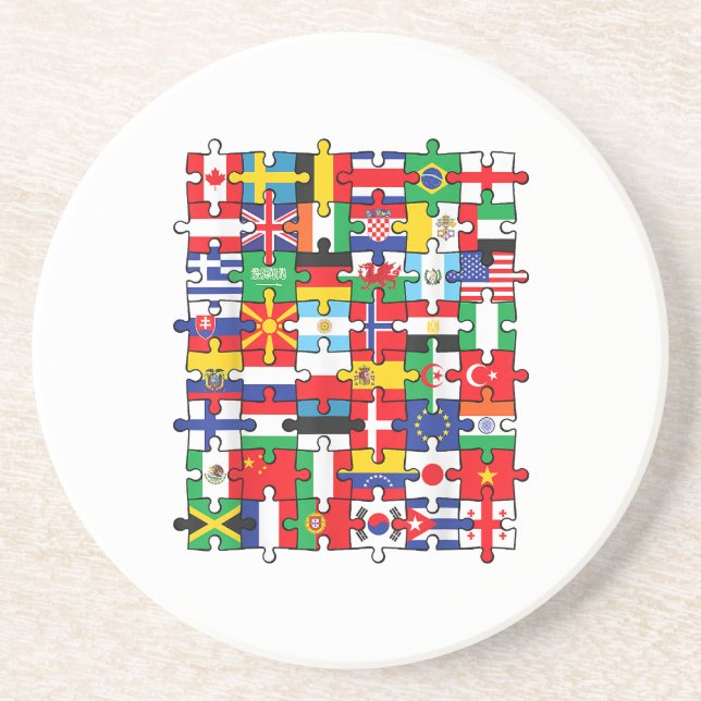 Dessous De Verre En Grès Drapeaux des pays du pavillon international (Devant)