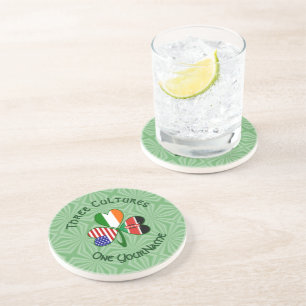 Dessous De Verre En Grès Drapeaux kenyans irlandais américains Shamrock Vot