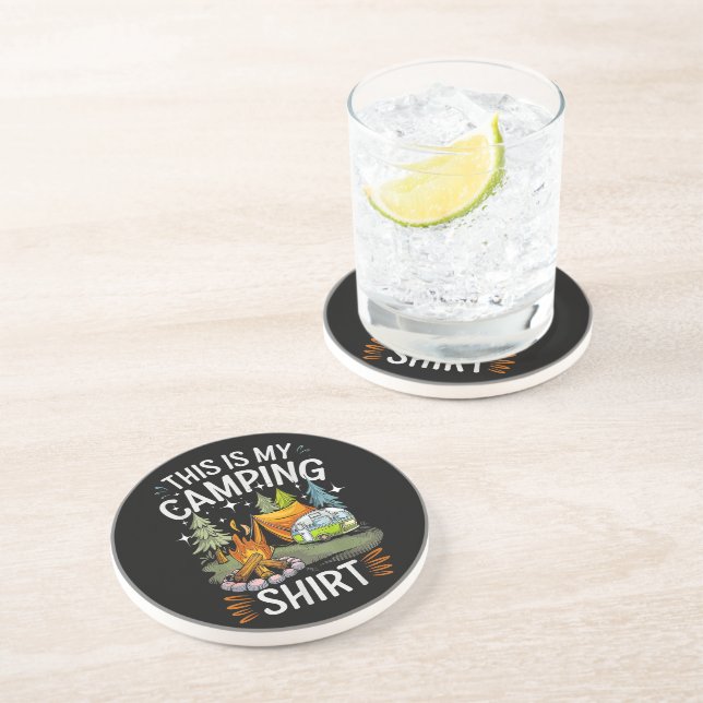 Dessous De Verre En Grès Drôle C'est Mon Camping Pour Campeur (Côté)
