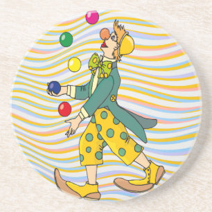 Dessous De Verre En Grès Drôle Clown Jouant Avec Des Boules Colorées