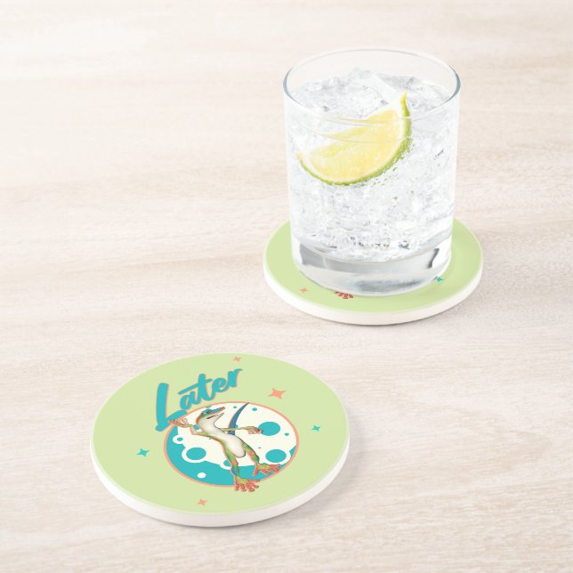 Dessous De Verre En Grès Drôle de Gecko Plus Tard Humour de Procrastination (Côté)