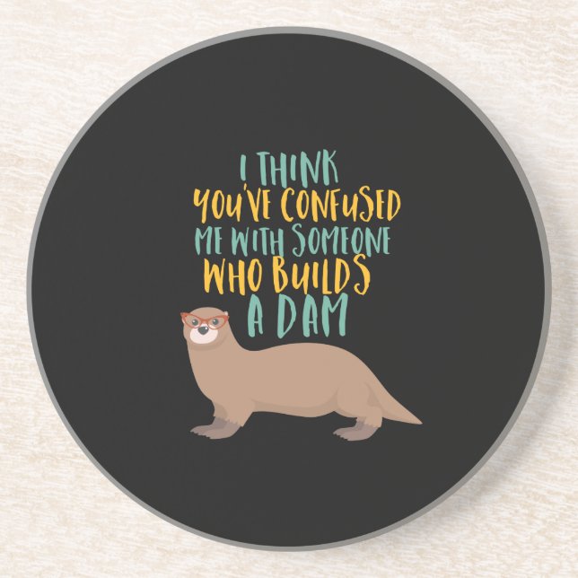 Dessous De Verre En Grès Drôle dessin de Otter confondu avec castor de barr (Devant)
