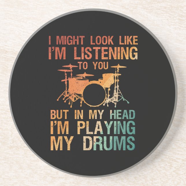 Dessous De Verre En Grès Drôle Drummer Art Pour Hommes Femmes Drum Player P (Devant)