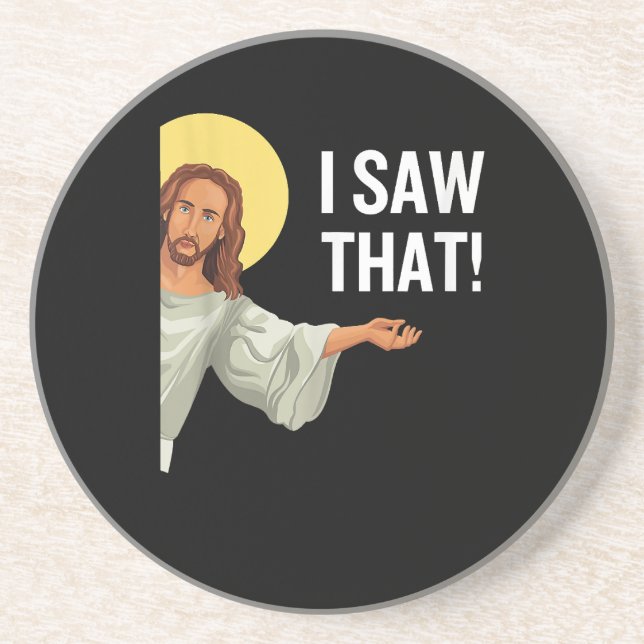 Dessous De Verre En Grès Drôle Mème Jésus J'Ai Vu Que Citation Chrétienne D (Devant)