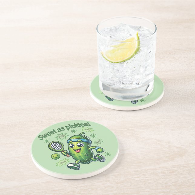 Dessous De Verre En Grès Drôle mignon sucré comme chatons Pickleball (Côté)