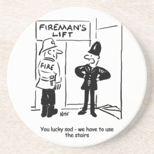 Dessous De Verre En Grès Drôle pompier et dessin de policier