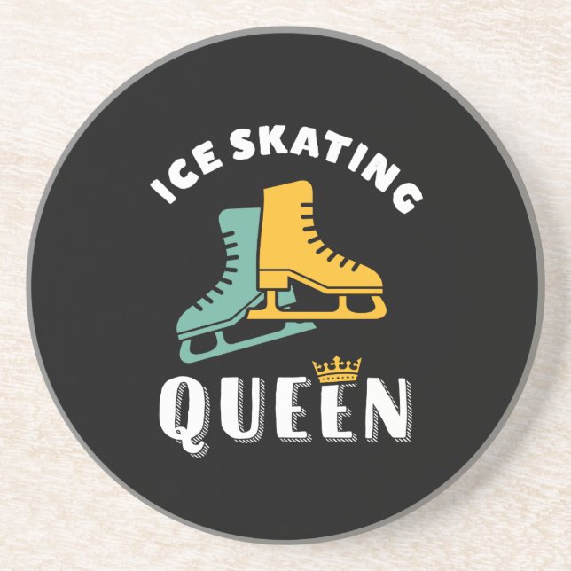Dessous De Verre En Grès Drôle Skater Girl Ice Skating Queen (Devant)