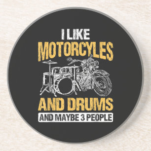 Dessous De Verre En Grès Drummer Drumming J'Aime Les Motos Et Les Drums