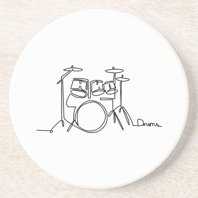 Dessous De Verre En Grès Drummer Music Design Drums One-Line (Devant)