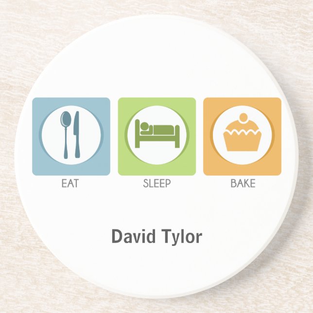 Dessous De Verre En Grès Eat Sleep Bake ! (Devant)