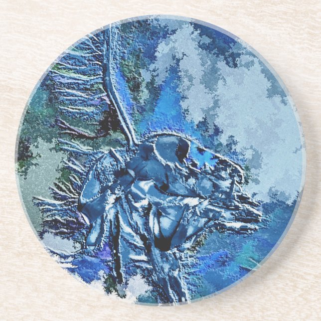 DESSOUS DE VERRE EN GRÈS EAU ABSTRAITE (Devant)