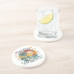 Dessous De Verre En Grès Eau salée et soleil brillant plage tropicale vinta