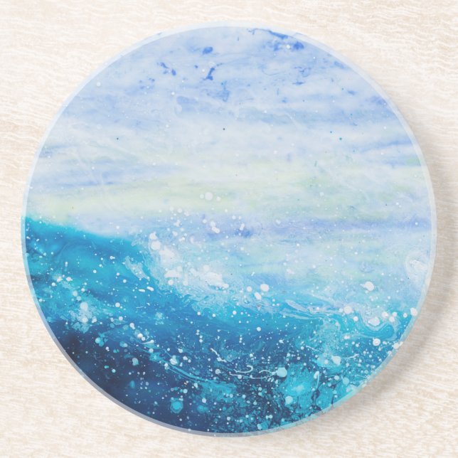 Dessous De Verre En Grès Eau vagues océan bleu turquoise (Devant)