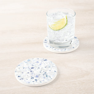 Dessous De Verre En Grès Éclaboussures vives, bleues et grises