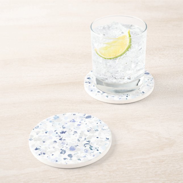 Dessous De Verre En Grès Éclaboussures vives, bleues et grises (Côté)