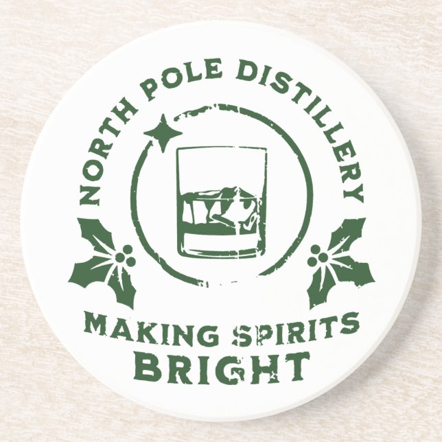 Dessous De Verre En Grès Éclairer les esprits Nord Pole Distillery Vert (Devant)